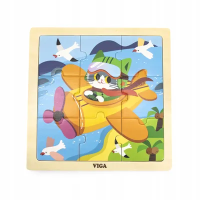 Productafbeelding van Houten puzzel voor de allerkleinsten, Viga, 9 stukjes, vliegtuig
