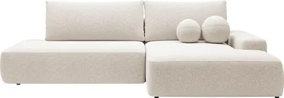 Produktbild von Ecksofa mit Schlaffunktion - Ecke rechts - einseitige Armlehne - melierter Stoff - Beige - DAVISO