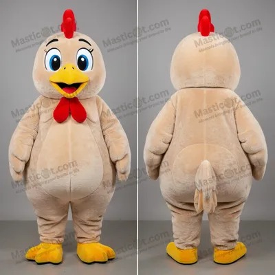 Produktbild von Beiger MASTICOT flauschiger Hühner-Maskottchen-Kostüm