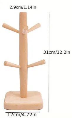 Image de Étagère murale, étagère en bois, étagère à tasses à café, étagère de cuisine, crochets, pour la maison