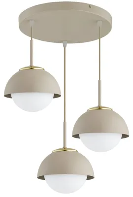 Produktbild von KAR-LIGHTING Pendellampe 3-flammig Beige – Cosmo Ecru Kaschmir Hängeleuchte aus Metall & Glas – E27 Lampen für Esszimmer oder Wohnzimmer – LED geeignet