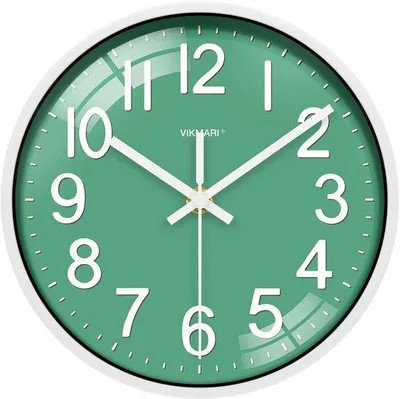 Productafbeelding van Kleine, moderne analoge wandklok, 20 cm, groen, geschikt voor woonkamer, keuken, kantoor, slaapkamer, school