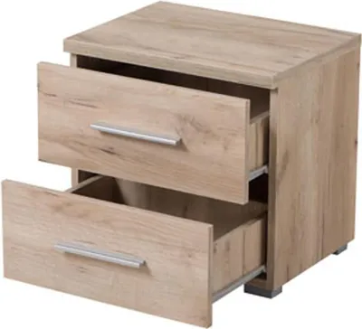 Image de Colliano - Table de nuit, 45x34x43h cm Noyer Marron, 2 Tiroirs