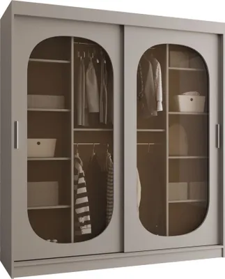 Produktbild von MIRJAN24 Kleiderschrank Bahrajn 180, Schwebetürenschrank, Garderobe (Farbe: Cashmere, Größe: 180 cm)