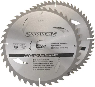 Produktbild von Silverline - Hartmetall-Kreissägeblätter mit 40 und 60 Zähnen, Doppelpckg.