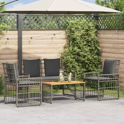 Produktbild von Möbel Gartenmöbel Set 4 Stk. Schwarz und Dunkelgrau - Gartenmöbelgarnituren &50375