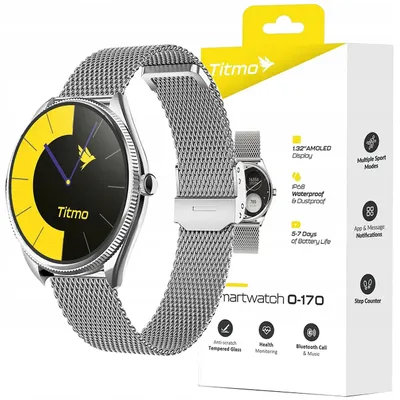 Immagine prodotto di Smartwatch TITMO O-170 (AMOLED, chiamate Bluetooth, cinturino in maglia d'acciaio inossidabile argento) argento