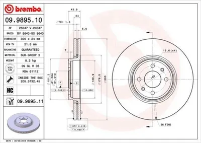 Produktbild von BREMBO Bremsscheiben (2 Stück) Vorderachse 09.9895.11