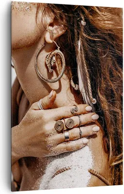 Produktbild von Bild auf Leinwand - Leinwandbild - Einteilig - Sand Frau Schmuck - 80x120cm - Wand Bild - Wanddeko - Wandbilder - Leinwanddruck - Wanddekoration - Leinwand bilder - Wandbild - PA80x120-4802