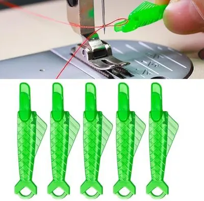 Produktbild von 5PCS Nadeleinfädler für Nähmaschinen, Alluring Nadeleinfädler-Einfädelhilfe, Einfädler für Nadeln Nähmaschines Grüner Kunststoff Fisch für Handnähen und nähmaschinen
