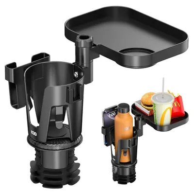 Produktbild von Getränkehalter Auto Expander 3 in 1 mit verstellbarer Basis, abnehmbarem Handyhalter und drehbarem Essenstablett für 2,4"-3,4" Becher