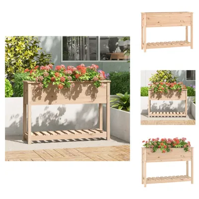 Imagen del producto de vidaXL Maceta con estante, 111,5 x 34,5 x 81 cm, madera maciza de pino - Macetas y jardineras