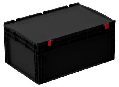 Produktbild von ESD-Lagerbehälter mit Scharnierdeckel, 600 x 400 x 285 mm