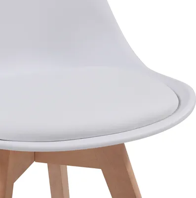Obrázok produktu pre MIADOMODO® Jedálenské stoličky sada 2, 4, 6, 8 - Čalúnené s vankúšom na sedenie, vyrobené z plastu a masívneho dreva, možnosť výberu farby - Kuchynská stolička, stoličky (sada 2, biela)