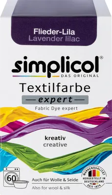 The image shows the packaging of a fabric dye product, with colorful fabric swatches displayed.