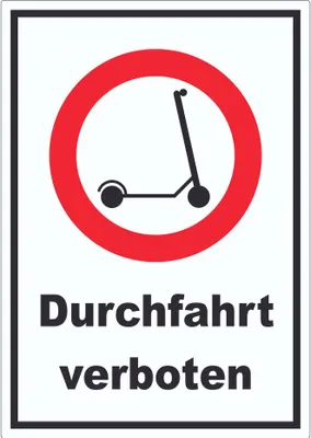 Produktbild von E- Scooter Durchfahrt verboten Aufkleber Elektro -Tretroller Roller A0 (841x1189mm)