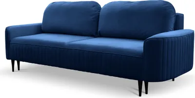 Produktbild von Schlafsofa Verona - Klappsofa, Schlafcouch - Sofa 245 cm mit Bettkasten, Samtstoff - Skandinavischer Stil (Blau - Velutto 25)