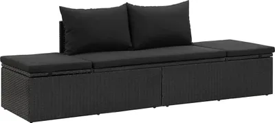 Produktbild von vidaXL Sonnenliege mit Auflage Poly Rattan Schwarz