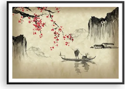 Produktbild von Gerahmtes Poster - Schwarzer Rahmen - Blume Kirschen Japan - 100x70 cm - Wand Bild - Wanddeko - Wandbilder - Kunstposter - Wandposter - Bilderrahmen - Bilder - Kunstdruck - P2BAA100x70-5020