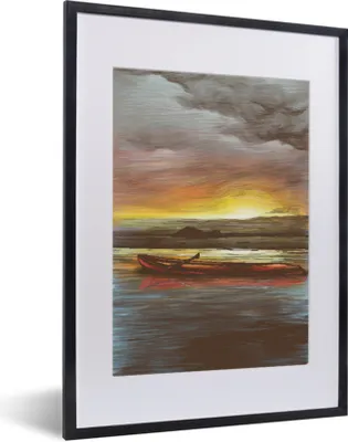 Produktbild von MuchoWow® MuchoWow® Gerahmtes Poster Boot - Meer - Sonne 30x40 cm - Poster mit zchwarzem Bilderrahmen - Wandposter Schlafzimmer