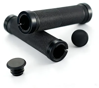 Zdjęcie produktu dla Chwyty do kierownicy rowerów górskich MTB, 22 mm, ergonomiczne, antypoślizgowe, czarne, wykonane z gumy i aluminium