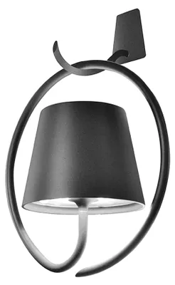 Zdjęcie produktu dla Poldina Dark Grey Lampa ścienna LED z możliwością ładowania i ściemniania, z haczykiem, czas pracy na baterii do 12 godzin