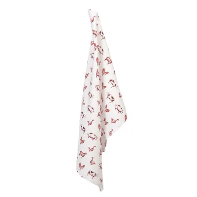 Image de Clayre & Eef Torchon 50x70 cm Rouge Blanc Coton Rectangle Animaux de la ferme