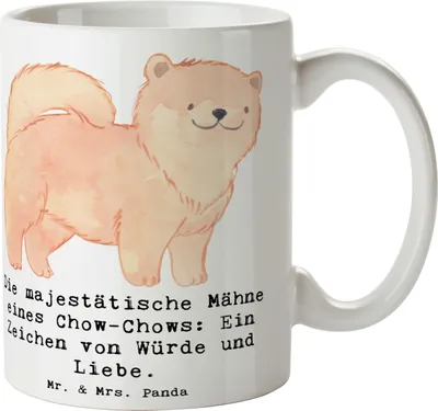 Produktbild von Mr. & Mrs. Panda Becher Chow-Chow Mähne - Weiß - Geschenk, Hunderassen Charakter, Tasse, Keramiktasse, Kaffeetasse, Ruhe und Präsenz, Kaffeebecher, Herzblut, Vielfalt