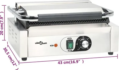 Produktbild von vidaXL Gerillter Panini-Grill 2200 W 43x30,5x20 cm