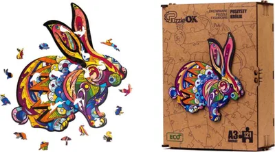 Obrázok produktu pre Promo Drevené Puzzle Fluffy Rabbit Puza3-00743