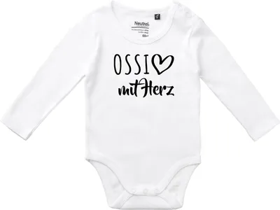 Produktbild von Huuraa Baby Body Ossi mit Herz 62 White  Baumwolle Fairtrade Langarmbody Geschenkidee