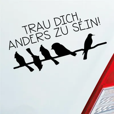 Produktbild von Auto Aufkleber Trau dich, anders zu sein! Vögel Bird Tier 19,5x10 cm Schwarz Matt Sticker Heckscheibenaufkleber