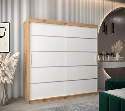 Obrázok produktu pre Šatníková skriňa ENNI - šírka 200 cm, dub artisan / biela