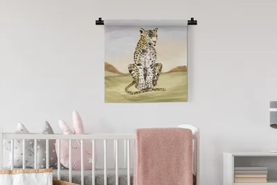 Produktbild von MuchoWow® Wandteppich Wandbehang Leopard - Dschungel - Gras 60x60 cm Tapisserie Dekoration Wandtuch - Dekorationen - Wand Decke