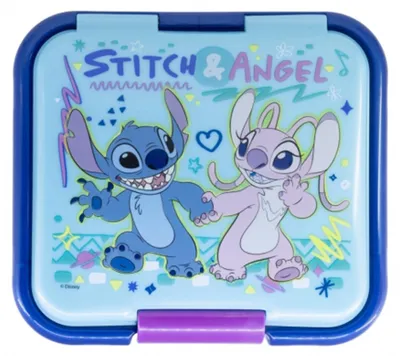 Immagine prodotto di Scatola per il pranzo premium per bambini Stitch & Angel Scatola per la colazione Scatola per lo spuntino con 3 scomparti