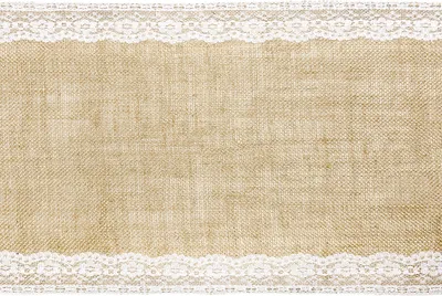Produktbild von Tischläufer Jute mit Spitze 28cm x 2.75m Rolle natur braun / weiß