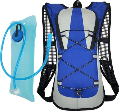 Produktbild von (Blau) Kletterrucksack mit 2L Wasserblase, Rucksack Trinkrucksack Trinkblase für Camping Wandern Radfahren Laufen Klettern Radfahren