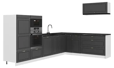 Obrázok produktu pre Rohová kuchyňa Vicco Fame-Line Antracitovo-zlatý vidiecky dom/biely 327 x 227 cm, AP Antracit, Model 64412