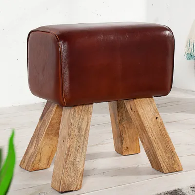Produktbild von riess-ambiente Design Sitzhocker TURNBOCK mit Echtleder Bezug Kult Schulsport Hocker Fußhocker