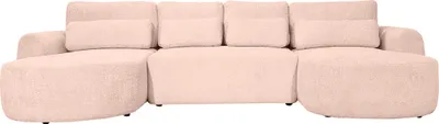 Produktbild von Best Möbel Mahina - wohnlandschaft U-form 7-Sitzer - Schlaffunktion und Bettkasten - aus Bouclé-Stoff , Rosa