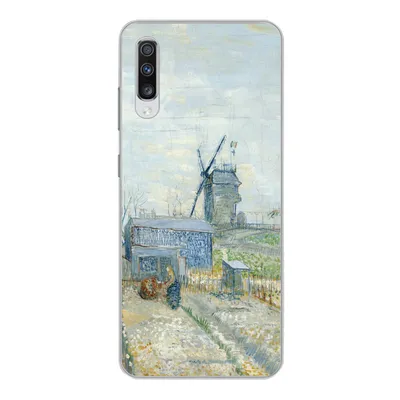 Produktbild von MuchoWow® Handyhülle Schutzhülle Hülle für Samsung Galaxy A70 Montmartre: Mühlen und Gärten - Vincent van Gogh Silikon Softcase Handy Hülle - Schutzhaube