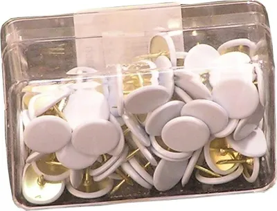 Produktbild von Reißzwecken Heftzwecken 100 Stück Plastikbox Weiß