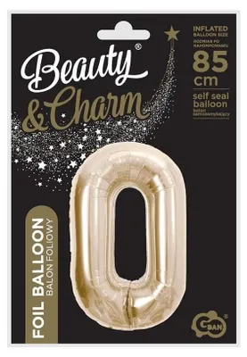 Obrázok produktu pre Fóliový balón, číslo 0, zlatý, šampanský, 85 cm