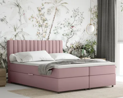 Produktbild von Boxspringbett 160x200 EVEREST, mit Topper, mit Bettkästen,  Doppelbett, Rosa, Panda Möbel