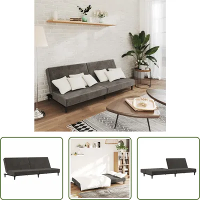 Produktbild von The Living Store Schlafsofa 2-Sitzer Dunkelgrau Samt