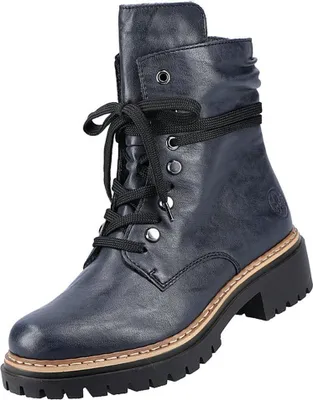 Produktbild von Rieker Damen Schuhe Stiefeletten Schnürung Blockabsatz 72621, Größe:38 EU, Farbe:Blau