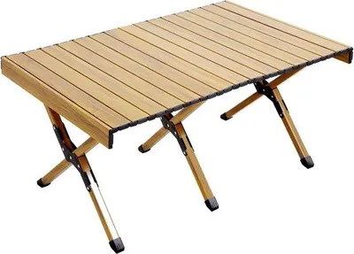 Image de Table de jardin pliante en aluminium - Table de camping Jawinio aspect bois