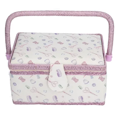 Immagine prodotto di Cestino da cucito, tessuto premium viola, resistente alle pieghe, alta elasticità, resistente, portatile, durevole, 24 x 17,5 x 12,5 cm