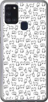 Produktbild von MuchoWow® Handyhülle Schutzhülle Hülle für Telefoonhoesje Samsung Galaxy A21s Mädchen - Katze - Muster - Mädchen - Kinder - Kinder Silikon Softcase Handy Hülle - Hartschale