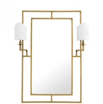Produktbild von Casa Padrino Luxus Designer Wandspiegel Messing 113 x H 140 cm - Luxus Hotel Spiegel